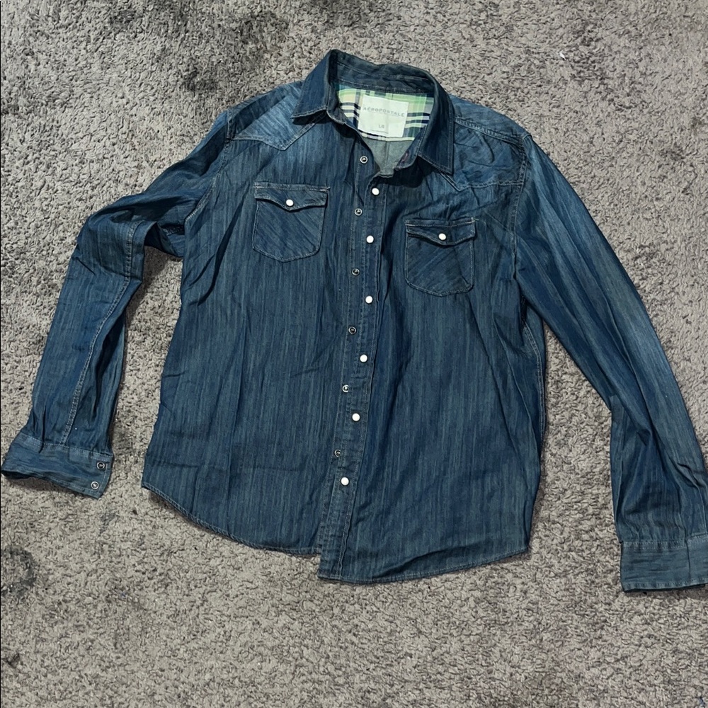 Aeropostale Blue Casual Button Down Shirt
